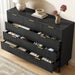 Fluted Nine Drawer Dresser FiftyFiveInch MatteBlack Organizer