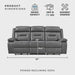 Power Double Recliner Sofa, Top Grain Leather Match Reclining Sofa with Pillow Top Armrests, Home Theater Seating, Wall Hugger Recliner Couch with USB Port, 87" W, Dark Gray