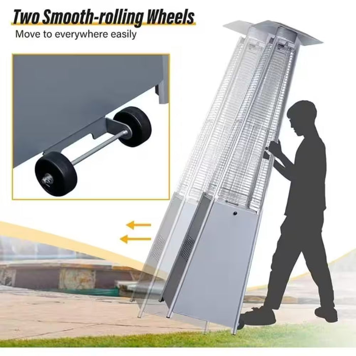 48,000 BTU Steel Propane Pyramid Patio Heater with Cover and Wheels