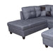 104 In. Square Arm 3-Piece Microfiber L-Shaped Sectional Sofa in Dark Gray