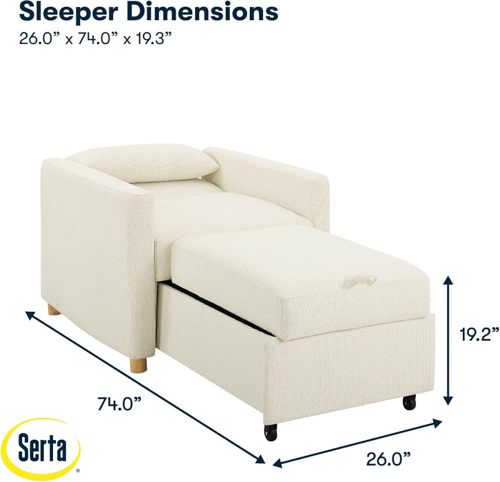 ® Corwin 36" Convertible Accent Chair, Dreamcoil® Comfort, Fingerguard® Pinch Point Protection, Polyester Boucle, Ivory