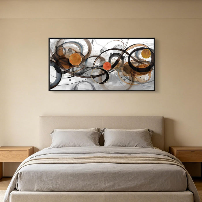 Black and Orange Picture Artwork - Boho Abstract Wall Art for Living Room Office Canvas Pintings Modern Minimalist Frame Wall Art 40X20 Inches