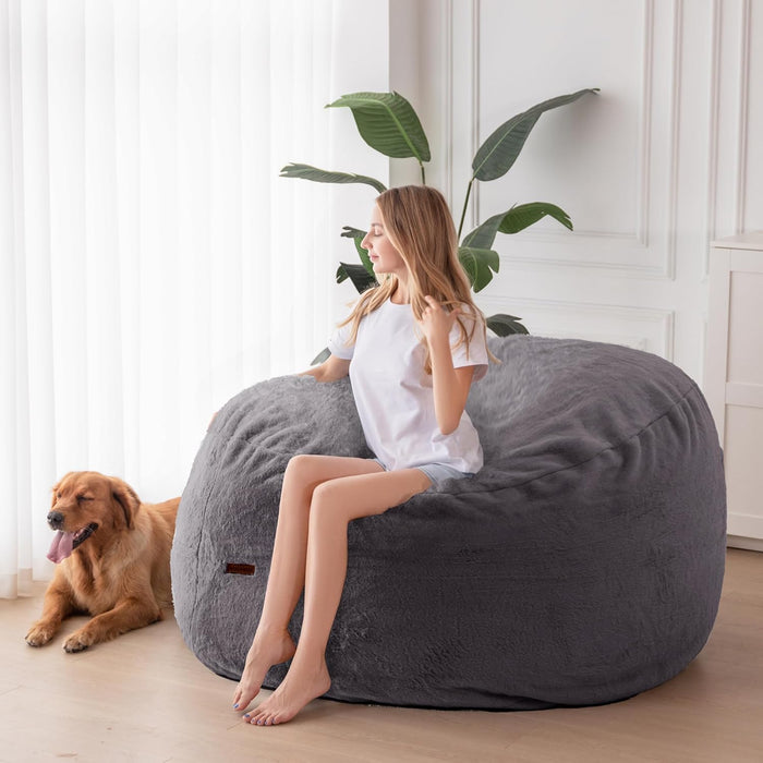 Giant Bean Bag Chair Bed for Adults, Convertible Beanbag Folds from Lazy Chair to Floor Mattress Bed, Large Floor Sofa Couch, Big Sofa Bed, High-Density Foam Filling, Machine Washable
