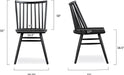 Talia Windsor Dining Chair, 35” High, Solid Ash Wood, Black Finish, Modern Farmhouse Kitchen & Dining Room Chair