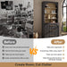 72" Tall Arched Storage Cabinet with Hutch, Bookcase with Open Shelves