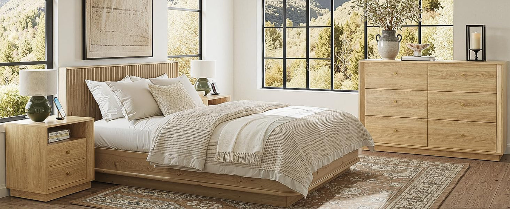 Mid Century Modern Dresser 47InchWide GoldOakFinish