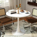 White round Dining Table, 31.5" Circle Tulip Table Kitchen round Dining Table for 2-4 People with Thickened Top and Metal Pedestal, Mid Century Leisure Table for Home, Dining Room, Cafe