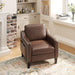 Mid-Century Modern PU Leather Accent Chair Set of 2, Chocolate Brown with Removable Cushions