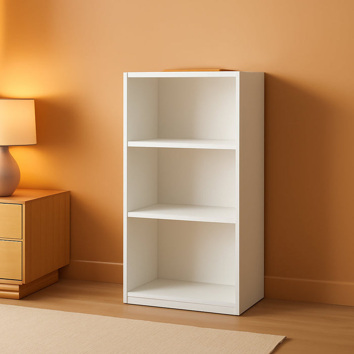 Luder 3-Tier Open Shelf Bookcase, White