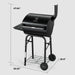 Barrel Style Charcoal Grill with Side Table, Adjustable Charcoal Rack, Air Vent and Warming Rack, Smoke Bbq Grill for Outdoor Patio Backyard and Camping