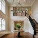 70" 24-Light Black Wagon Wheel Chandelier for High Ceilings Living Room