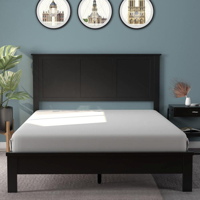 Flat Panel Headboard with Pre-Drilled Holes for Height Adjustment, Thickened Wooden Bed Backboard, Full Size, Black