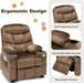 Kids Recliner Chair with Cup Holder, Adjustable Velvet Lounge Chair W/Footrest & Side Pockets for Children Boys Girls Room, Ergonomic Toddler Furniture Sofa, Kids Recliner (Brown)