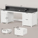 63InchWide White SolidWood Executive Desk With Drawer