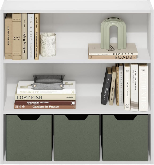 White 3Tier Open Bookcase Living Room 9.3D31.3W31.5H