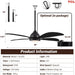 46 Inch Black Outdoor Ceiling Fan Extended Remote Kit