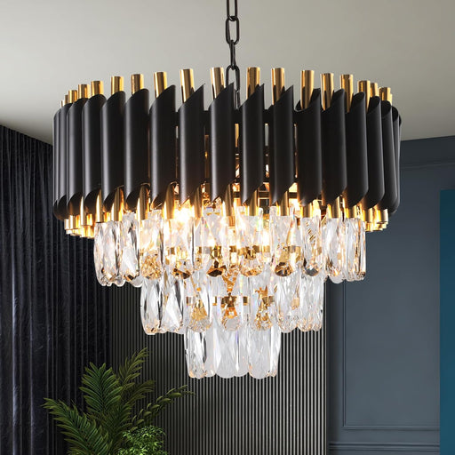 Gold FifteenPointSevenInch 3Tier Crystal Chandelier Lighting Fixture