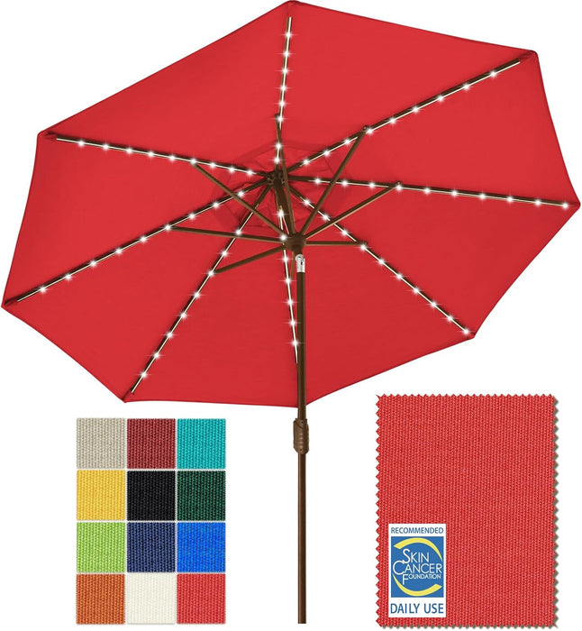 USA 10-Year-Non-Fading Solar Market Umbrella with 80 LED Lights Patio Umbrellas Outdoor Table Umbrella with Ventilation