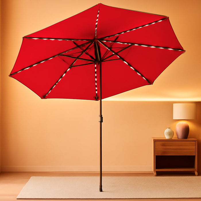 USA 10-Year-Non-Fading Solar Market Umbrella with 80 LED Lights Patio Umbrellas Outdoor Table Umbrella with Ventilation