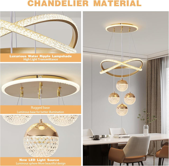 Gold Chandeliers Pendant Light Dimmable Three Color