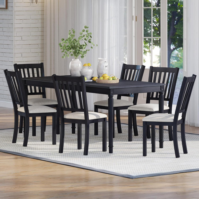 79" Farmhouse Solid Wood Dining Table with Roman Legs, Grey | Large Rectangular Tabletop, Roman Conical Legs, Solid Wood Construction, Seating for 6 to 8