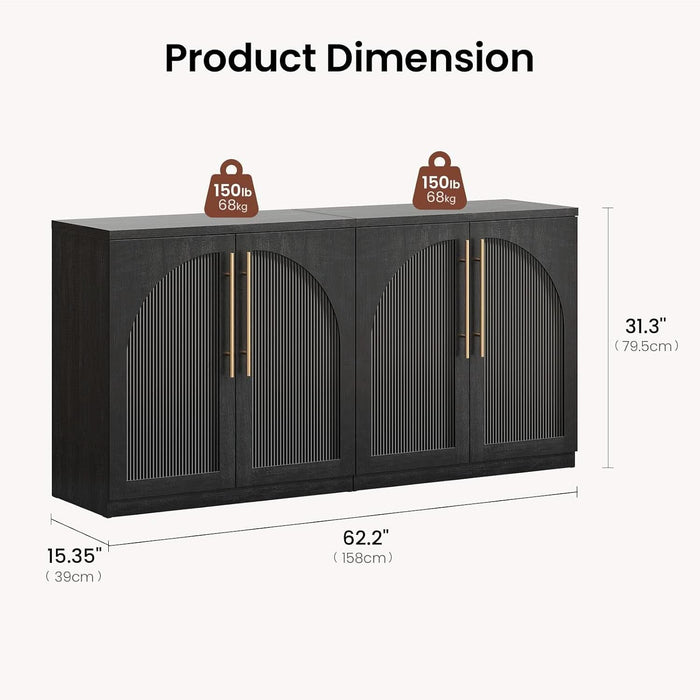 Arched Sideboard Cabinets, Modular Buffet Table, Black
