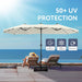 15 Ft Large Outdoor Patio Umbrella with Solar Led Lights & Base