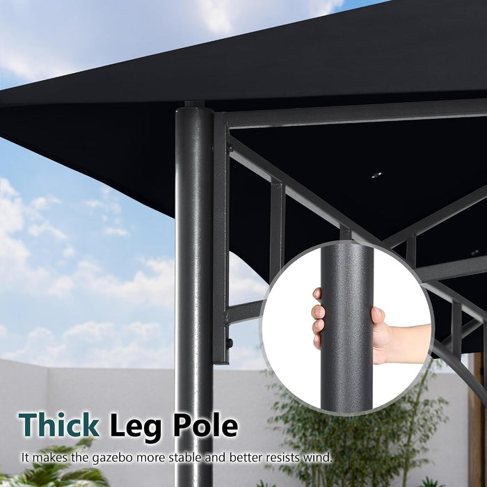 Outdoor Garden Gazebo for Patios with Stable Steel Frame and Netting Walls (10X12,Black)