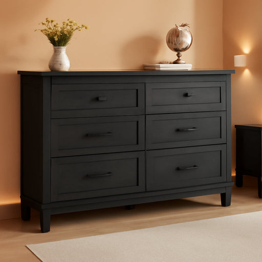 6 Dresser for Bedroom, 47 in Wide Drawer Dresser with Storage Freestanding, Wooden Closet Storage Chest for Living Room, Bedroom, Entryway, Black