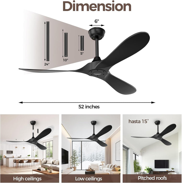 Black Outdoor Ceiling Fan Featuring Remote Control
