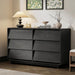 Black 6 Drawer Dresser for Bedroom, 47.2" Modern Wood Dresser with Handle-Free and Curved-Edge Design, Chests of Drawers with Large Capacity