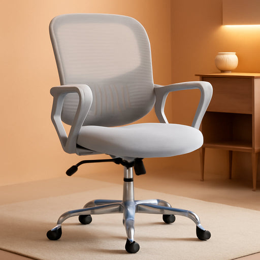 Office Chair, Mid Back Computer Ergonomic Mesh Desk with Larger Seat, Executive Height Adjustable Swivel Task with Lumbar Support and Armrests for Women Adults