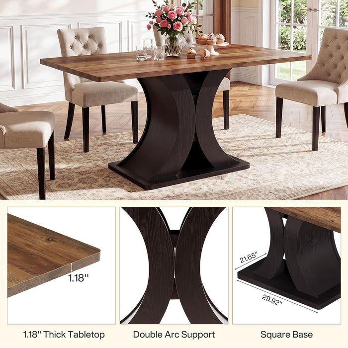 55 Inches Engineered Farmhouse Dining Table EbonyTone