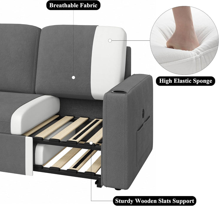 87Inch MultiFunctional Velvet Sleeper Sofa With Storage