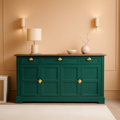 60'' Shaker-Style Large Sideboard Buffet Cabinet with Storage, Green | Credenza Storage Cabinet with 4 Doors and 3 Drawers, Coffee Bar for Kitchen, Living Room