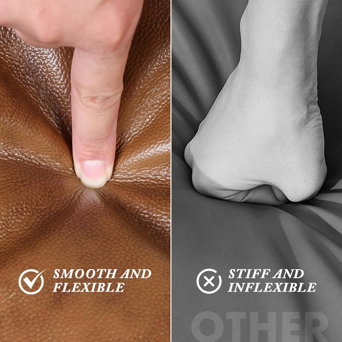 Leather Ottoman,Handmade Stuffed Square Ottoman,Genuine Leather Pouf, Foot Rest Pouf,Comfortable Soft Seating for Living Room & Bedroom (Brown, Square)