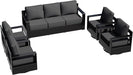 Outdoor Aluminum Furniture Set, 5-Piece Patio Conversation Set, 4 Swivel Chairs and 1 Sofa, All-Weather Metal Frame, 6" Thick Removable Cushions, Deep Setting for Garden, Poolside and Porch