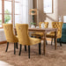 Tufted Dining Room Chairs Set of 2, Velvet Kitchen Nailhead Trim Chairs with Solid Wood Legs and Padded Seat, Gold