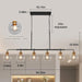 Black Gold Linear Chandelier Six Lights Illumination