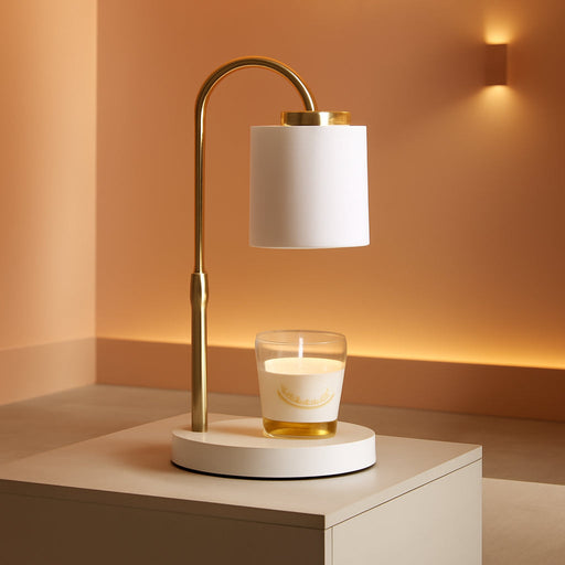 Candle Warmer Lamp with Timer & Dimmer, Height Adjustable Electric Wax Melt Warmer for Jar Candles, Gifts for Mom Home Decor, White Gold