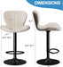 Bar Stools Set of 2 Modern Swivel Bar Chairs, Counter Height Faux Leather Metal Barstools, Upholstered Island Chairs with Back and Footrest, Beige