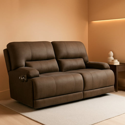 Signature Design by Ashley Bealeaf Contemporary Power Reclining Sofa with Position Lock, Adjustable Headrest and USB Charging Ports, Dark Brown