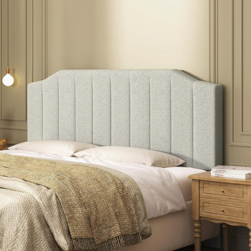 King Size Headboard Only, Linen Upholstered Headboard King/California King Size Wall Mount and Bed Frame Mount, Featuring High-Density Sponge Padding Easy Assembly Comfort Style-Linen Gray