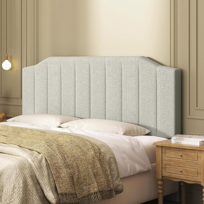 King Size Headboard Only, Linen Upholstered Headboard King/California King Size Wall Mount and Bed Frame Mount, Featuring High-Density Sponge Padding Easy Assembly Comfort Style-Linen Gray