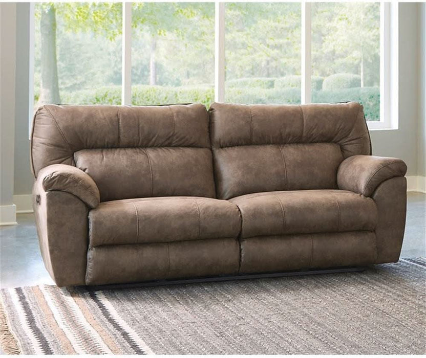 Thompson Power Reclining Sofa in Brown Polyester Fabric