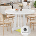 47 Inch round Dining Table for 4-6, Wood Kitchen Table with Cross Base and Adjustable Foot Pads, Dining Room Table with Circle Tabletop for Dining Room, Kitchen, Living Room, White