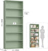 6 Tier Tall Bookshelf and Bookcase with Open Display Shelves, Green
