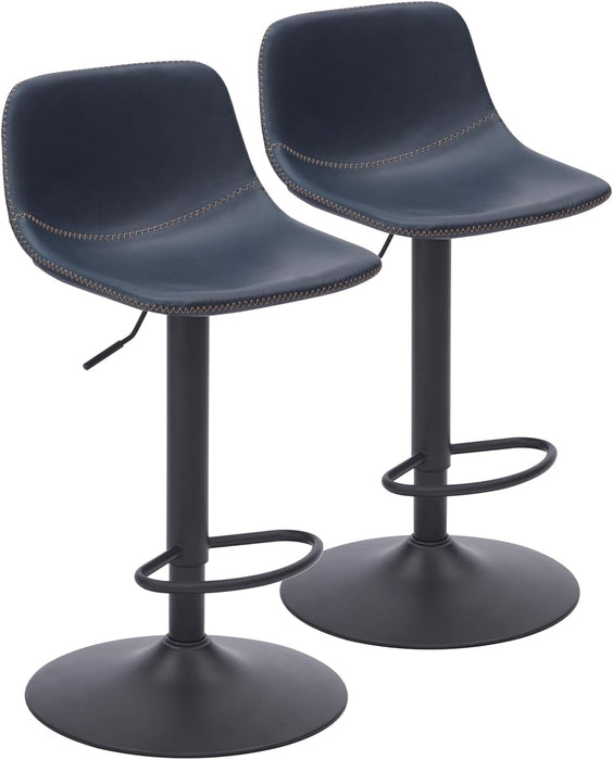 Adjustable Bar Stools Set of 2, Mid Century Modern Swivel Bar Stools, Industrial Bar Height Stools with Back Support Counter Height Bar Chairs Pu Leather Bar Stool for Kitchen Island Rustic Barstools