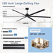 Black 120 Inch Reinforced Multipurpose Ceiling Fan