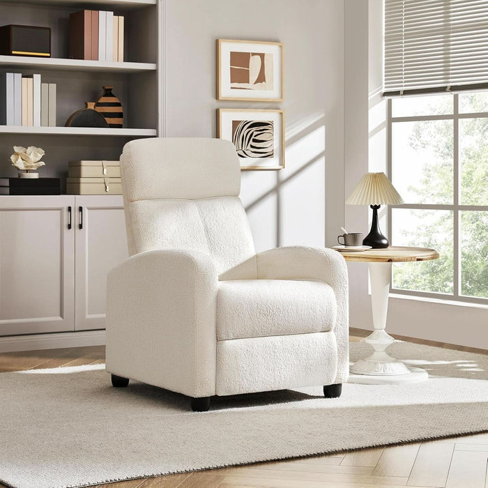 Fabric Recliner Chair Single Sofa Home Theater Seatting Adjustable Modern Single Reclining Chair for Living Room Bedroom Home Theater Ivory